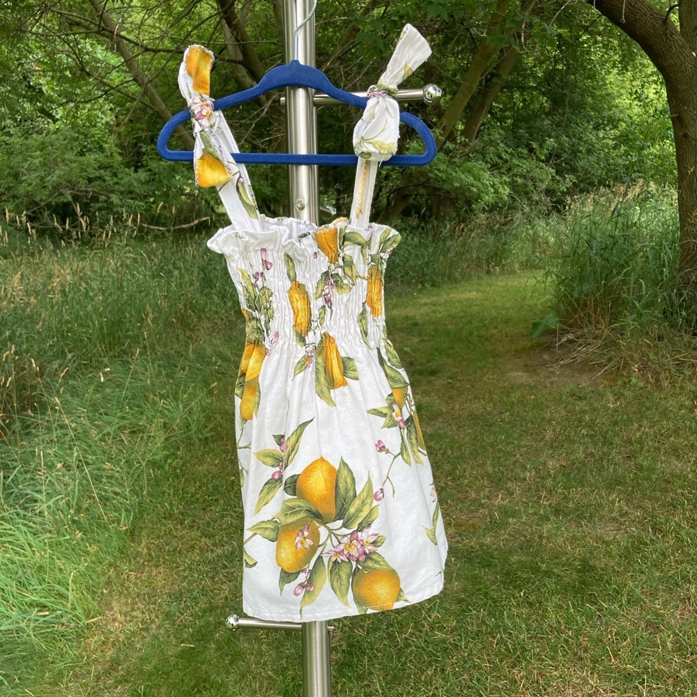 Lovely lemon print sundress!  Handmade?  18-24 months?  Feels like a cotton.